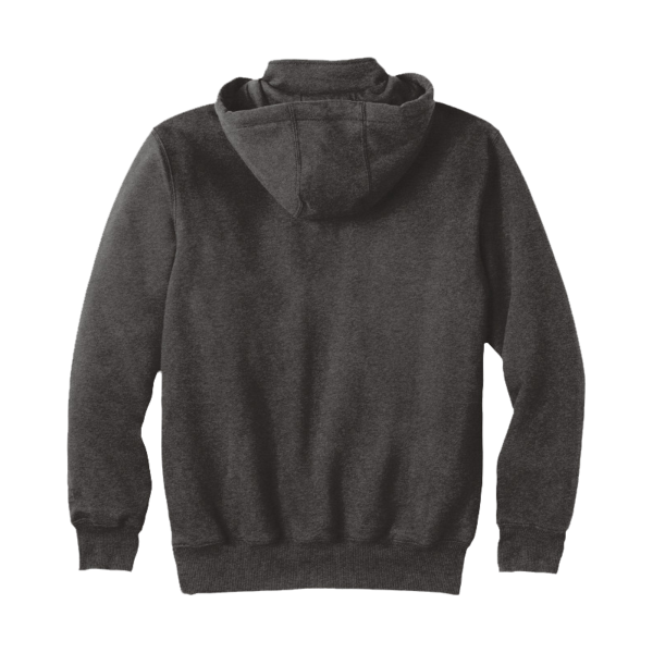 Carhartt Rain Defender ® Paxton Heavyweight Hooded Zip Mock Sweatshirt, Carbon Heather, Back view
