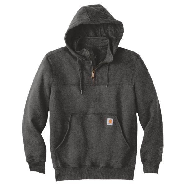 Carhartt Rain Defender ® Paxton Heavyweight Hooded Zip Mock Sweatshirt, Carbon Heather, Front view