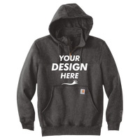 Carhartt Rain Defender ® Paxton Heavyweight Hooded Zip Mock Sweatshirt, Carbon Heather, Front view, Mockup