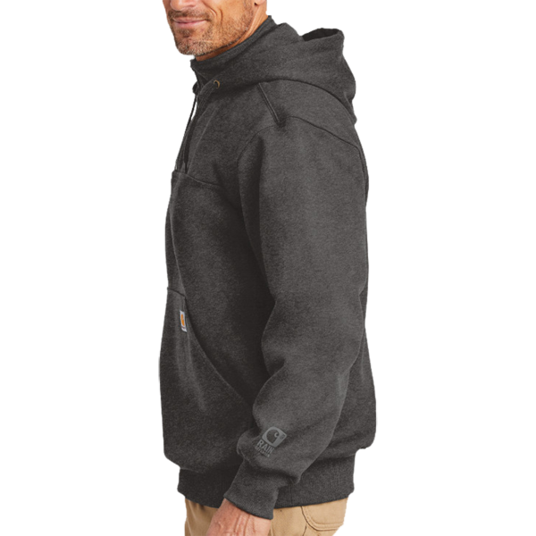 Carhartt Rain Defender ® Paxton Heavyweight Hooded Zip Mock Sweatshirt, Carbon Heather, Left Sleeve view