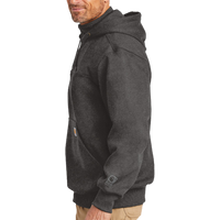 Carhartt Rain Defender ® Paxton Heavyweight Hooded Zip Mock Sweatshirt, Carbon Heather, Left Sleeve view