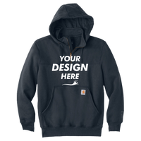Carhartt Rain Defender ® Paxton Heavyweight Hooded Zip Mock Sweatshirt, New Navy, Front view, Mockup
