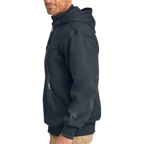 Carhartt Rain Defender ® Paxton Heavyweight Hooded Zip Mock Sweatshirt, New Navy, Left Sleeve view