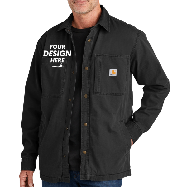 Carhartt Rugged Flex ® Fleece Lined Shirt Jac, Black, Front view, Mockup