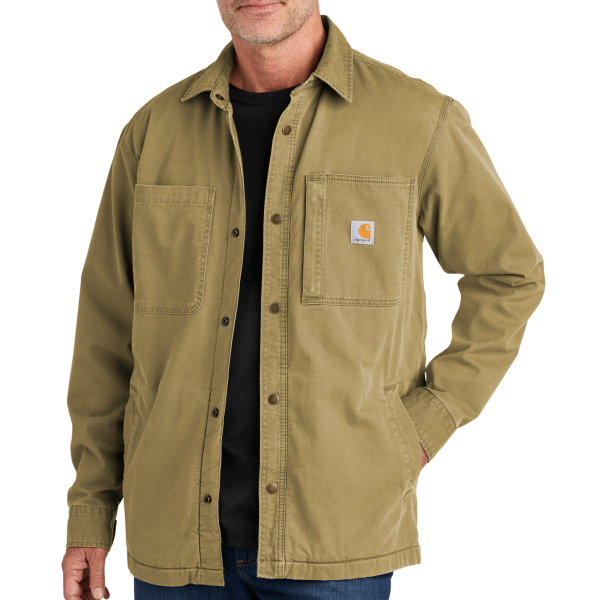 Carhartt Rugged Flex ® Fleece Lined Shirt Jac, Dark Khaki, Front view