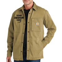 Carhartt Rugged Flex ® Fleece Lined Shirt Jac, Dark Khaki, Front view, Mockup