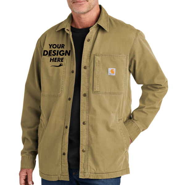 Carhartt Rugged Flex ® Fleece Lined Shirt Jac, Dark Khaki, Front view, Mockup