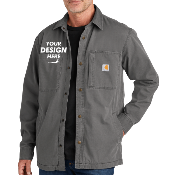 Carhartt Rugged Flex ® Fleece Lined Shirt Jac, Shadow Grey, Front view, Mockup