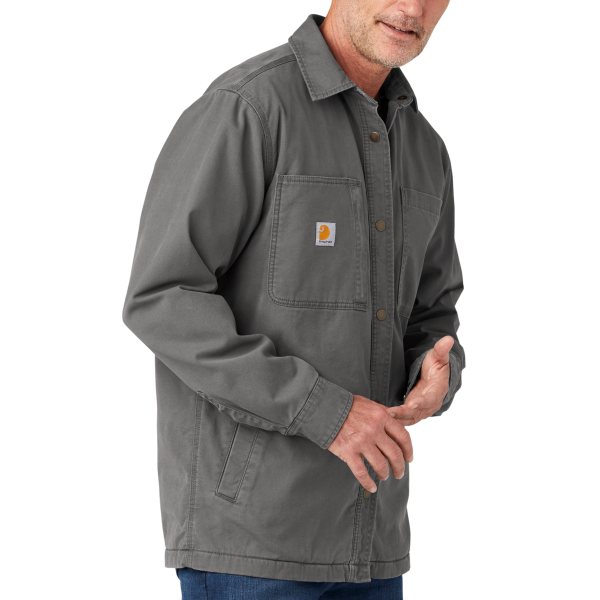 Carhartt Rugged Flex ® Fleece Lined Shirt Jac, Shadow Grey, Right Sleeve view