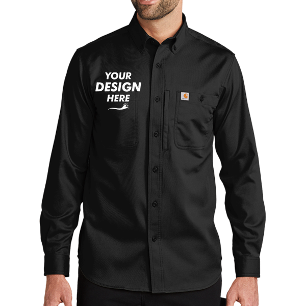 Carhartt Rugged Professional Series Long Sleeve Shirt, Black, Front view, Mockup