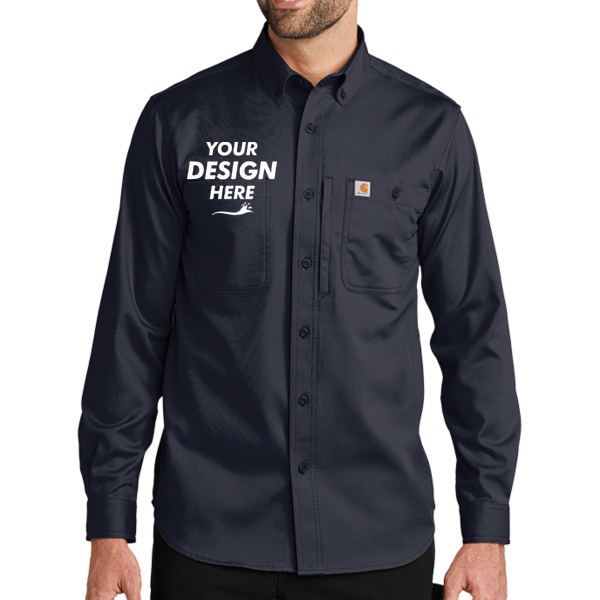 Carhartt Rugged Professional Series Long Sleeve Shirt, Navy, Front view, Mockup