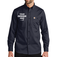Carhartt Rugged Professional Series Long Sleeve Shirt, Navy, Front view, Mockup