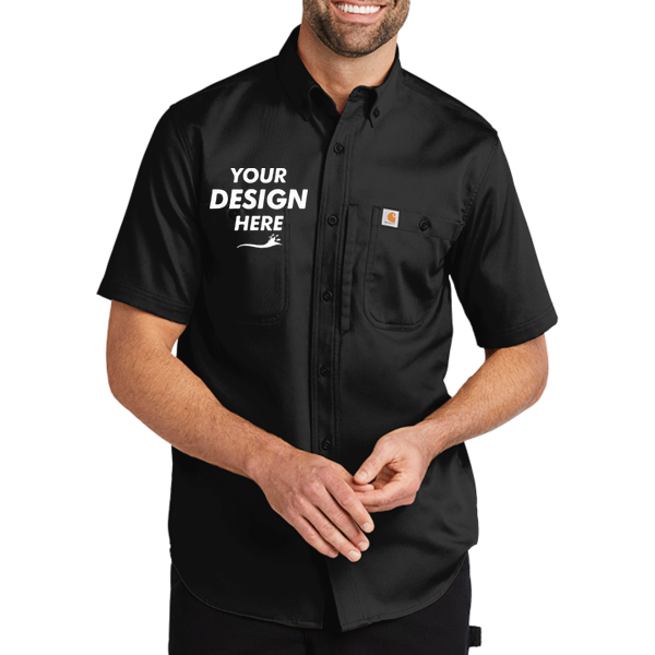 Carhartt Rugged Professional Series Short Sleeve Shirt, Black, Front view, Mockup