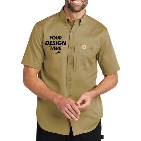 Carhartt Rugged Professional Series Short Sleeve Shirt, Dark Khaki, Front view, Mockup