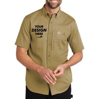 Carhartt Rugged Professional Series Short Sleeve Shirt, Dark Khaki, Front view, Mockup