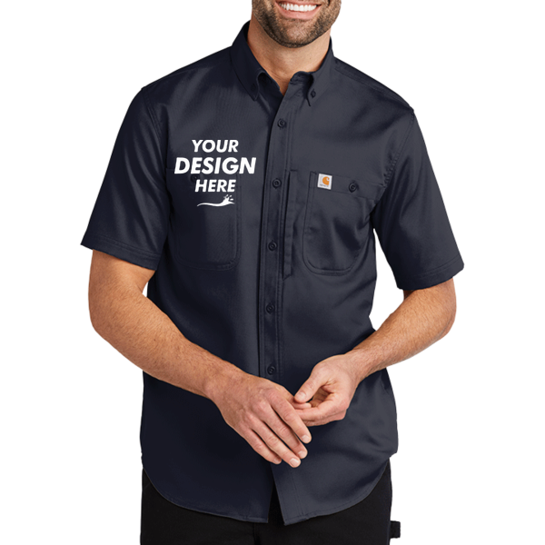Carhartt Rugged Professional Series Short Sleeve Shirt, Navy, Front view, Mockup