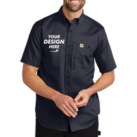 Carhartt Rugged Professional Series Short Sleeve Shirt, Navy, Front view, Mockup