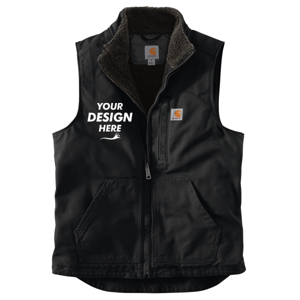 Carhartt Sherpa Lined Mock Neck Vest, Black, Front view, Mockup
