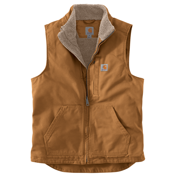 Carhartt Sherpa Lined Mock Neck Vest, Carhartt Brown, Front view