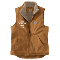 Carhartt Sherpa Lined Mock Neck Vest, Carhartt Brown, Front view, Mockup