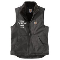 Carhartt Sherpa Lined Mock Neck Vest, Gravel, Front view, Mockup