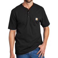 Carhartt Short Sleeve Henley T Shirt, Black, Front view