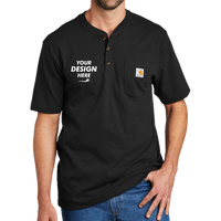 Carhartt Short Sleeve Henley T Shirt, Black, Front view, Mockup