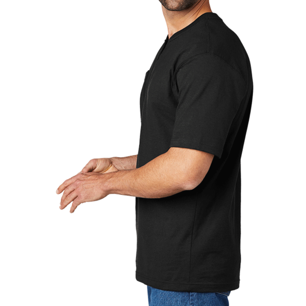 Carhartt Short Sleeve Henley T Shirt, Black, Left Sleeve view