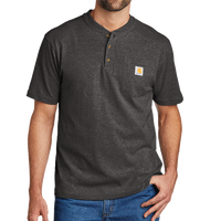 Carhartt Short Sleeve Henley T Shirt, Carbon Heather, Front view