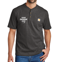 Carhartt Short Sleeve Henley T Shirt, Carbon Heather, Front view, Mockup
