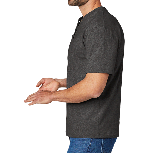 Carhartt Short Sleeve Henley T Shirt, Carbon Heather, Left Sleeve view