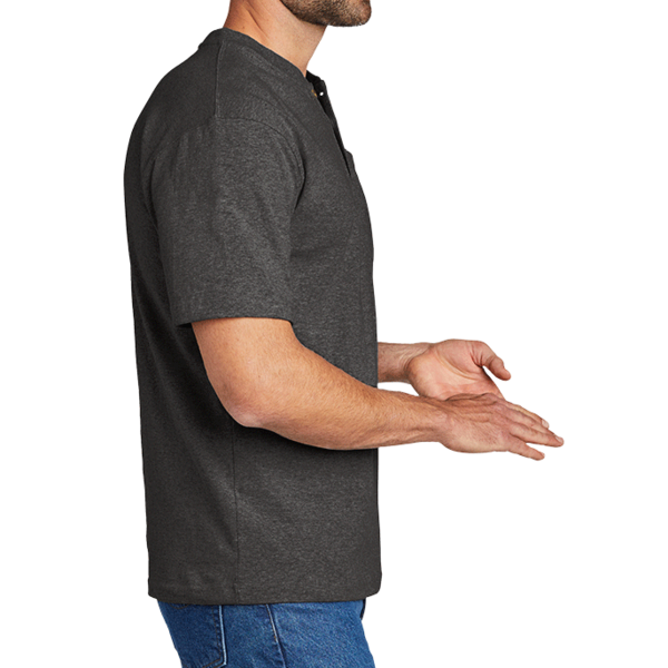 Carhartt Short Sleeve Henley T Shirt, Carbon Heather, Right Sleeve view