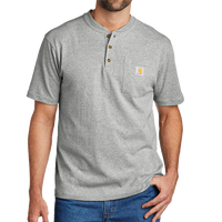 Carhartt Short Sleeve Henley T Shirt, Heather Grey, Front view