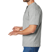 Carhartt Short Sleeve Henley T Shirt, Heather Grey, Left Sleeve view