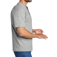 Carhartt Short Sleeve Henley T Shirt, Heather Grey, Right Sleeve view