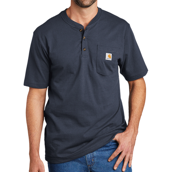 Carhartt Short Sleeve Henley T Shirt, Navy, Front view