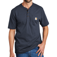 Carhartt Short Sleeve Henley T Shirt, Navy, Front view