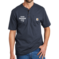 Carhartt Short Sleeve Henley T Shirt, Navy, Front view, Mockup