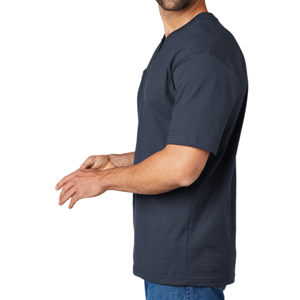 Carhartt Short Sleeve Henley T Shirt, Navy, Left Sleeve view