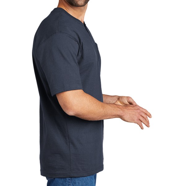 Carhartt Short Sleeve Henley T Shirt, Navy, Right Sleeve view