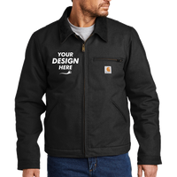 Carhartt Tall Duck Detroit Jacket, Black, Front view, Mockup