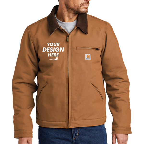 Carhartt Tall Duck Detroit Jacket, Carhartt Brown, Front view, Mockup
