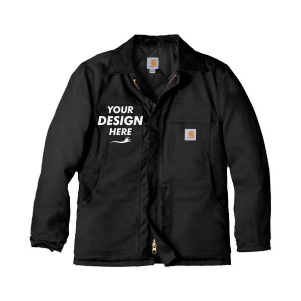 Carhartt Tall Duck Traditional Coat, Black, Front view, Mockup