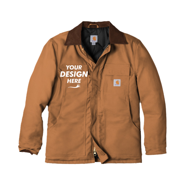 Carhartt Tall Duck Traditional Coat, Carhartt Brown, Front view, Mockup