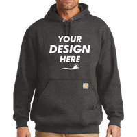 Carhartt Tall Midweight Hooded Sweatshirt, Carbon Heather, Front view, Mockup