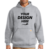 Carhartt Tall Midweight Hooded Sweatshirt, Heather Grey, Front view, Mockup