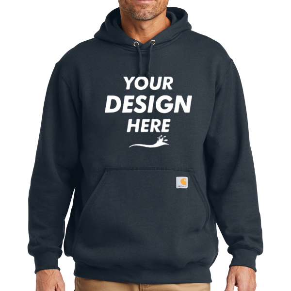 Carhartt Tall Midweight Hooded Sweatshirt, New Navy, Front view, Mockup