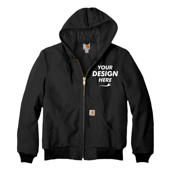 Carhartt Tall Quilted Flannel Lined Duck Active Jac, Black, Front view, Mockup