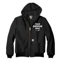Carhartt Tall Quilted Flannel Lined Duck Active Jac, Black, Front view, Mockup