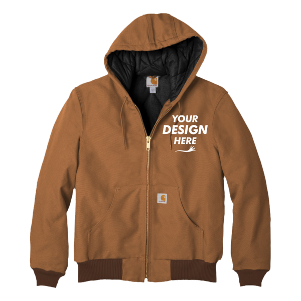Carhartt Tall Quilted Flannel Lined Duck Active Jac, Carhartt Brown, Front view, Mockup